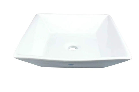 Castle 16.5 Inch Square White Vitreous China Vessel Sink For Countertop With Overflow, ASME Grade A Durable Craft