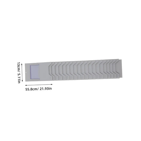 Sleek Shelf Document Holder And Label Organizer Rack For Warehouse Supplies And Badges, grey plastic wall-mounted holder, size 55.8cm x 13cm.