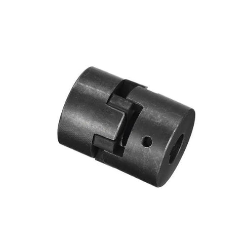 Angled view of a Heavy Duty L100 Flexible 3 Piece L Jaw Coupling Set With Buna N Rubber Spider One Inch And Five Eighths Inch Hubs