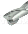 Shars end mill close-up, 7/16 in diameter, 13/16 in flute length, HSS, 2-flute, double-ended center-cut