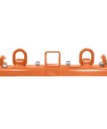 Front view of Orange Tractor Bucket Grab Hooks Bolt On Plate With D Ring And Grab Hooks For 2 Inch Hitch Receiver, powder coated.