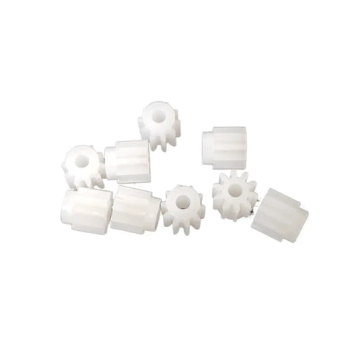 Plastic Shaft Pinion 11T Gear Set 10 Pack For Tiny Drones And RC Projects, 3.8mm Diameter, 0.95mm Bore, 1mm Tight Fit Shaft, Coreless Motor Gear Transmission For Quadcopters, Toy DIY Robotics, white plastic gears
