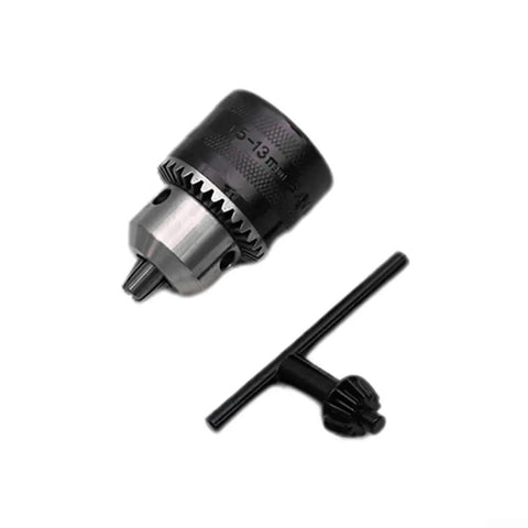 MT2 Morse Taper Drill Chuck For Mini Metal Lathe Tailstock Built Like A Tank 1010 Carbon Steel Keyed Chuck Tool For 7x10 Lathes 5/64 To 1/2 Inch Capacity Heavy Duty Workholding showing chuck and key.