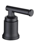 Close-up of Oswell 4-In Centerset 2-Handle High Arc Bathroom Faucet Matte Black With No-Fuss Install handle, side view