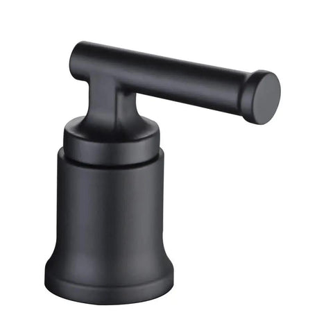 Close-up of Oswell 4-In Centerset 2-Handle High Arc Bathroom Faucet Matte Black With No-Fuss Install handle, side view