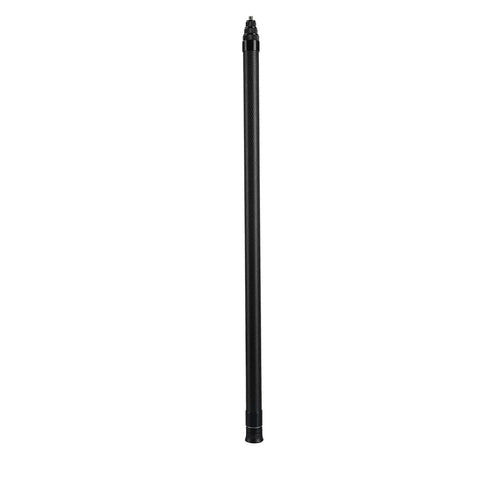 Badass Carbon Fiber Selfie Stick Extends One Hundred Eighteen Inches Ultra Light Extension Pole shown upright, highlighting sleek carbon fiber design.