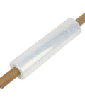 Heavy Duty Industrial Clear Stretch Wrap 4 Rolls 15 Inch Wide By 1000 Feet 80 Gauge workhorse grade shrink wrap roll view from side.
