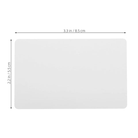 Straight Up Premium White Pvc Cards Bulk Pack Standard Eighty Five By Fifty Four Millimeter Size showing dimensions for custom ID badge printing.