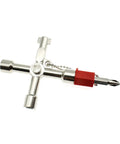 4 Way Cross Water Meter Key Zinc Alloy Multifunction Key For Universal Control Cabinets And Electrical Panels with chain.