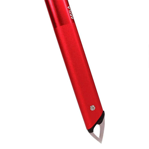 Red handle of Akila Ice Axe Hammer For Alpine Climbing And Ski Mountaineering, Lightweight Durable Piolet For Ice And Mixed Terrain
