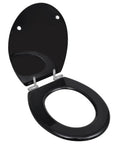 Top Tier Soft Close Toilet Seat Drop Down Lid In Sleek Matte Black Sturdy Mdf Panel Zero Slam Motion shown open from the side.