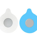 Silicone Tub Stopper Drain Plug Cover 2pcs for Bathtub and Basin in white and blue, showing round design and center plug.