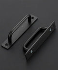 2 Pack Sliding Barn Door Handles Black Zinc Alloy Door Pulls With Plate, 7.1 Inch Long, Rust Resistant for Sliding Closet Doors.