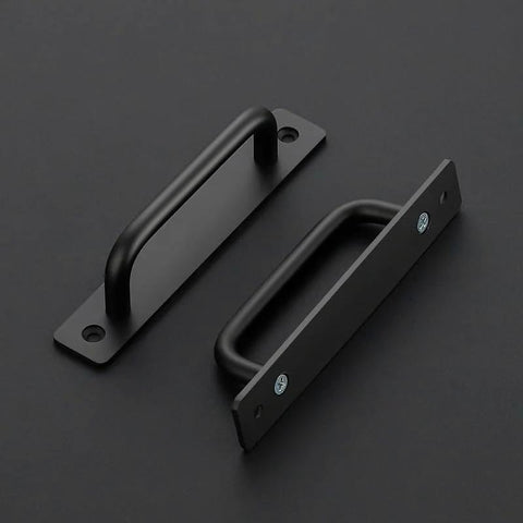 2 Pack Sliding Barn Door Handles Black Zinc Alloy Door Pulls With Plate, 7.1 Inch Long, Rust Resistant for Sliding Closet Doors.