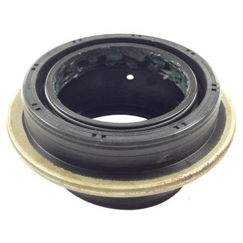 PTC PT710496 transfer case output shaft seal, black rubber with metal outer ring and bronze gasket, front view