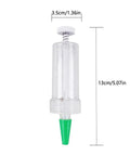 Mini Seed Spreader Handheld For Tiny Seeds 2025 Upgrade with dimensions; compact plastic tool for even garden sowing.
