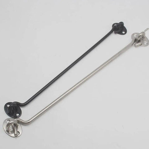 SCRFFCQPC Stainless Steel Heavy Duty Hook and Eye Latch for Gate Barn Door, featuring black and stainless steel finishes.