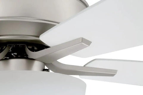 Close-up of Pro Plus 52 Inch Ceiling Fan With LED Light Kit And Pull Chain featuring Greywood MDF blades and light fixture