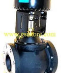 Rugged Shop Grade Three Way Mixing Pneumatic Flanged Globe Valve With MP84 Actuator mounted for fluid control in factory settings.