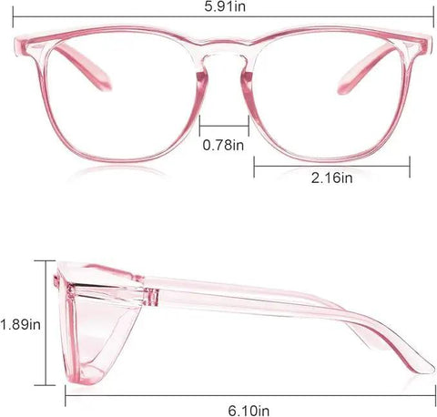Badass Anti Fog Safety Glasses With Side Shields For Women And Girls Block Blue Light Dust And Pollen, pink lens, 5.91x2.16in size.