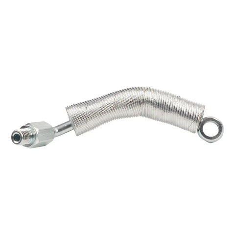 Ultimate 4 PCS Oil Return Drain Line And Feed Pipe Kit For Chevy Cruze Sonic Trax With Buick Encore 1.4 L4 Engine That Fits Perfectly And Keeps Your Ride Running Smooth Like A Dream Without Any Drama Or Leaks. silver braided oil return drain line with fitting and ring end
