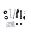 Upgrade Your Ride With This Premium Front Caliper Slider Pin Kit Featuring Durable M63K-2X Guide Bolts Perfect For 2006 To 2016 Models Using The BCF1499BX2 Setup To Fix Stuck Brakes And Smooth Out Stops., front caliper slider pin kit with guide bolts, washers, and caps on white background
