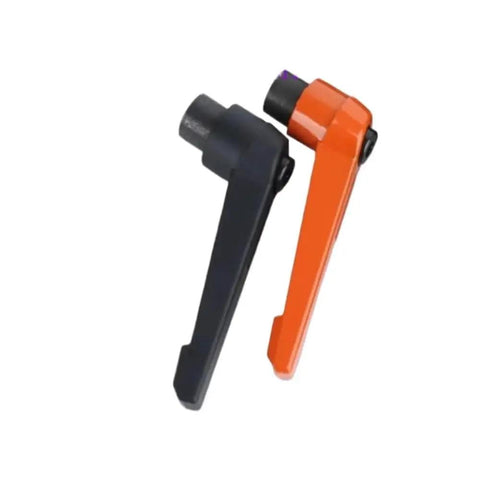 Top Notch Metal Clamping Knob With Buttery Smooth Adjustable Female Thread Lever Handle For Auto Shop Diy Builds Solid Locking Grip Fastening Nut In Bright Orange, showing orange and black knobs.