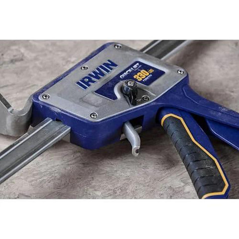 IRWIN Quick-Lift construction jack, blue-gray metal hand-lifting tool with black-yellow grip