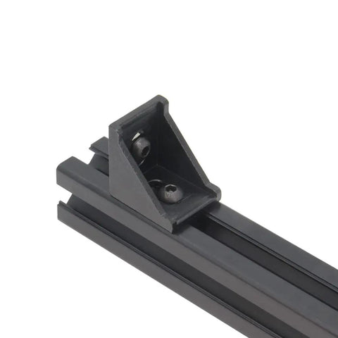 Black 3030 Right Angle Corner Brackets Kit with M6 Screws and T Nuts for 3030 Aluminum Extrusion 8mm Profile installed on frame.
