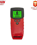 Knockout Handheld Metal Detector And Wood Moisture Meter With AC Voltage Live Wire Wall Scanner For Stud Finding Treasure Hunt Coins And Gold Dead Nuts Accurate Plug And Play, red handheld device with digital display.