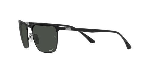 Unisex Square Sunglasses With Polarized Lenses, Matte Black On Black Frame, Dark Grey Tint, 57mm Lens Width, side view