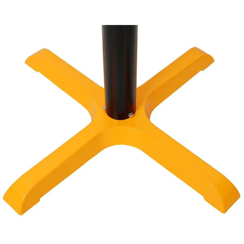 Heavy Duty Roller Stand Shop Workhorse 170 Lb Load Capacity Height Adjustable 27.5 To 46.6 Inches tough yellow four foot steel base bottom view