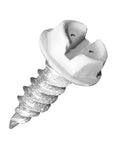Top Shelf Sheet Metal Screws 1/2 Inch Length 100 Pack Self Tapping Fasteners With Built In Washer Head Sleek White Finish close-up view.
