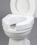 Three Inch Booster Elevated Toilet Seat Riser For Seniors And Disabled, Easy Install, White, Fits Most Standard And Elongated Toilets, Durable Plastic Comfort, Raised Seat To Make Potty Time Easier on white toilet