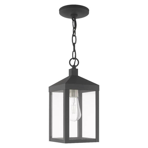 Nyack One Light Outdoor Hanging Lantern In Scandinavian Gray With Clear Glass Solid Brass Construction Weatherproof Outdoor Pendant