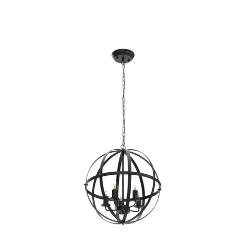 Vintage 5 Globe Pendant Light With Dope Adjustable Chain Metal Flush Mount Chandelier In Matte Black For Kitchen Island Dining