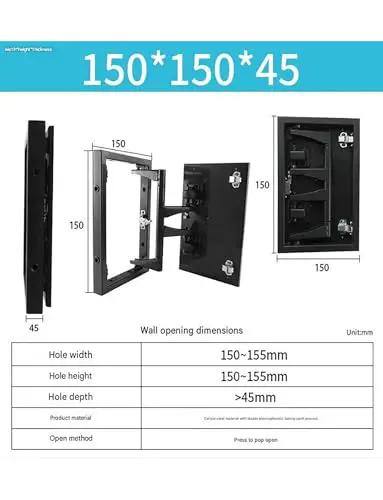 Heavy Duty Concealed Pivot Hinge For Invisible Doors Featuring Removable Stainless Steel Hidden Hardware For Tile Walls And Marble Access Panels Delivering Legit Tough Build Running Slick Up To Fifty Pounds, detailed dimensions diagram.