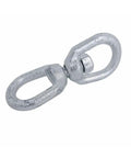 Workhorse Eye Eye Swivel Hook Rated At Two Thousand Two Hundred Fifty Pounds Working Load Limit drop forged in hardened galvanized steel.