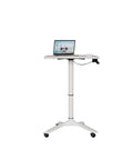Rock Solid Rolling Laptop Cart With Height Adjustable Standing Desk and Smooth Glide Wheels For Bed Sofa Gaming Or Home Office Flex Setup with laptop.