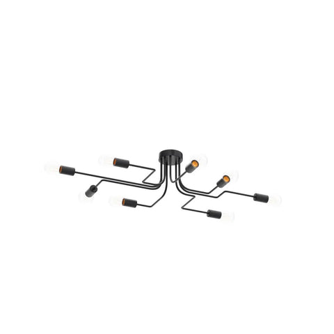 Eight Light Sputnik Ceiling Fixture In Matte Black Cool Industrial Chandelier Semi Flush Mount For Living Room Bedroom Dining Room