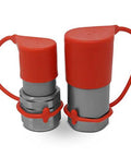 Summit Hydraulics 1/2-in skid-steer flat-face hydraulic quick-connect couplers with red dust caps, set of 2.
