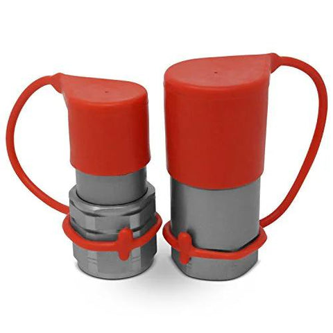 Summit Hydraulics 1/2-in skid-steer flat-face hydraulic quick-connect couplers with red dust caps, set of 2.