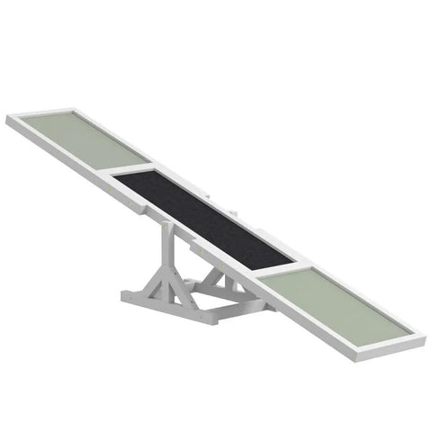 71 Inch Dog Agility Seesaw Outdoor Training Platform With Color Marked Zones Slip Resistant Wood Construction Ideal For Beginners To Pros Backyard Obstacle Course Toy For Exercise And Confidence Building White.