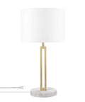 Paloma Table Lamp By Novogratz X Globe, Modern Glam Cutout Metal Body With Matte Brass Finish, White Faux Marble Base, White Fabric Shade