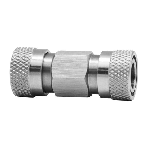 Side view of HMKUGO stainless steel double 8mm female quick-disconnect coupling adaptor