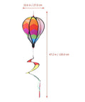 Four Piece Hot Air Balloon Wind Spinner Set For Garden Decor Rainbow Color Burst Totally Collapsible Hanging Yard Art For Outdoor Spaces Weather Resistant Striped Wave Plaid Styles, showing size dimensions