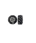 Two mecanum wheels with silver hubs, black high-hardness plastic for omni-directional robot car