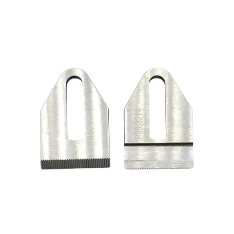 Replacement Cutter Knife Blade P35.3214 For P328S And P329S Battery Powered Plastic Strapping Tool Dual Model Compatible, close-up metal blade pair