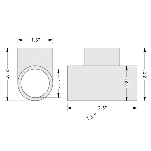 Diagram showing dimensions of Three Quarter Inch SCH40 PVC Tee Fitting Connector White For Home Plumbing, Durable PVC Pipe Joint, DIY Friendly, Pro Grade.