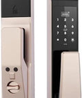 Premium Heavy Duty Smart Fingerprint Door Lock Featuring Slick Electronic Keyless Access And Waterproof Zinc Alloy Construction For Effortless Home Security, side view with keypad and fingerprint scanner.